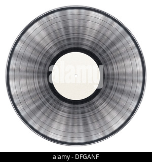 Disque vinyle noir isolé sur fond blanc Banque D'Images