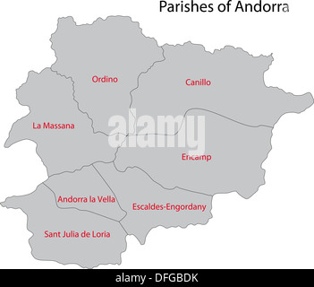 Carte d’Andorre Banque D'Images