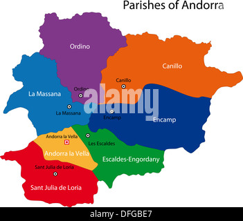 Carte d’Andorre Banque D'Images