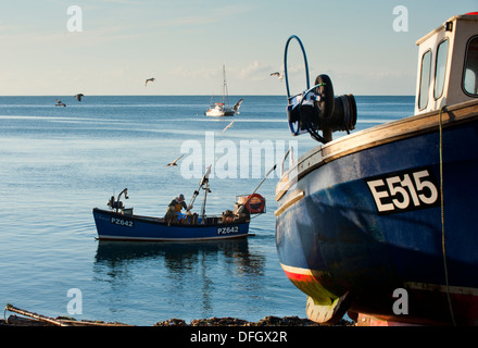 Voyage de pêche en bateau sur la bière à Devon, Angleterre Banque D'Images