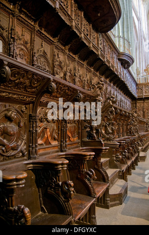 Les stalles du choeur de Santa Maria Cathedal d'Astorga. Astorga. Castilla y Leon, Espagne Banque D'Images