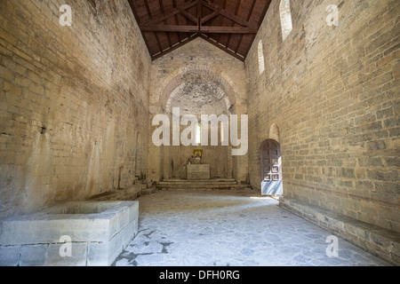 San Adrián de Sásabe Eglise en Borau, Huesca, Espagne Banque D'Images