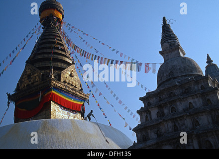 Katmandou, Népal : La pagode de Swayambhunath (Monkey Temple) AKA Banque D'Images