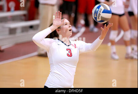 Houston, Texas, USA. 4ème Oct, 2013. 04 OCT 2013 : Houston setter Sophie Paine # 3 se prépare à servir au cours de la NCAA volley-ball match entre Houston et Cincinnati de la euh Athletics-Alumni Center à Houston, TX. © csm/Alamy Live News Banque D'Images