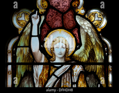 Angel de vitraux, l'église Holy Trinity, Hatton, Warwickshire, England, UK Banque D'Images