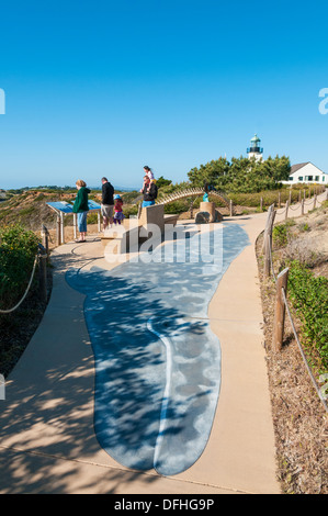 La Californie, San Diego, Point Loma, Baleine grise (Eschrichtius robustus) design sur trottoir route de migration de la zone de visualisation Banque D'Images
