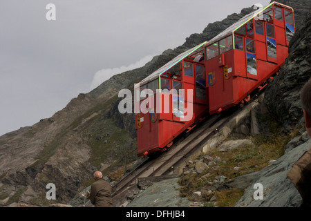 L'Autriche, Pasterze glacier plus étendue a un chemin de fer pour faciliter l'affichage Banque D'Images