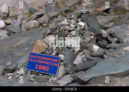 L'Autriche, Pasterze glacier plus étendue a réduit en longueur depuis 1980 Banque D'Images