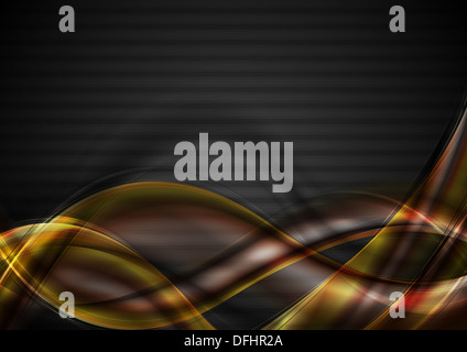 Abstract Orange vagues sur le fond sombre. Conception vecteur eps 10 Banque D'Images