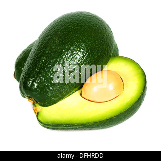 L'avocat, fruit, mûr, vert, de l'alimentation, produits frais, produits bio, exotiques, de la moitié, des semences, de couper, de légumes, sain, raw, brown, tropical, slice, Banque D'Images