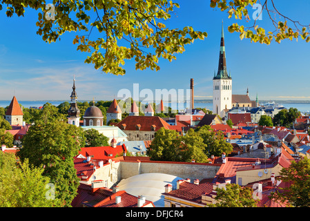 Skyline de Tallinn, Estonie à la vieille ville. Banque D'Images