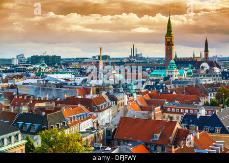 Copenhague, Danemark Vue aérienne de l'horizon. Banque D'Images