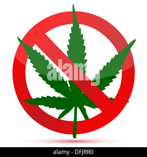 Cannabis interdit rouge et vert illustration design isolé sur fond blanc Banque D'Images