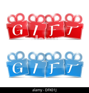 Etiquettes cadeaux rouge et bleu, vector illustration eps10 Banque D'Images
