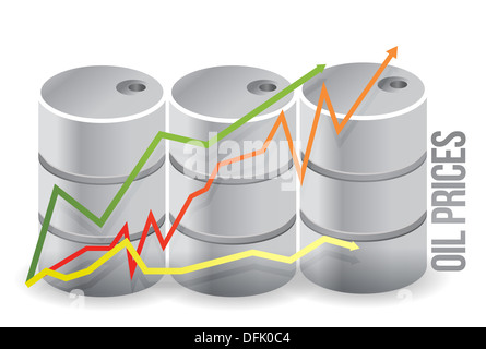 Barils de pétrole les prix du pétrole - illustration design over white Banque D'Images