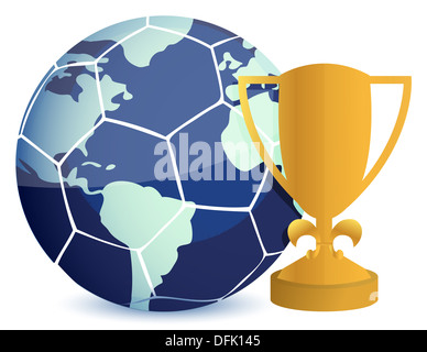 Trophée d'or cup avec ballon de soccer illustration design Banque D'Images