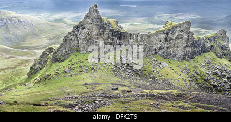 La Prison au rock sur le Quirang Trotternish à Oban sur l'île de Skye en Ecosse. Banque D'Images