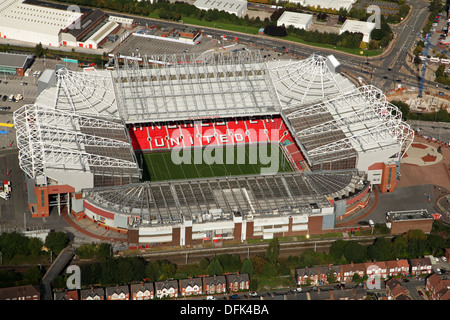 Vue aérienne du Manchester United Old Trafford Stadium, Manchester Banque D'Images