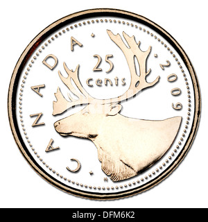 Pièce de 25 cents canadiens, 2009 Banque D'Images