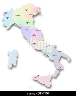 Carte de l’Italie Banque D'Images