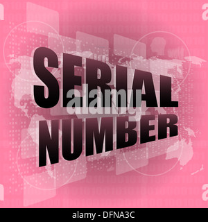 Numéro de série sur l'écran tactile numérique Banque D'Images