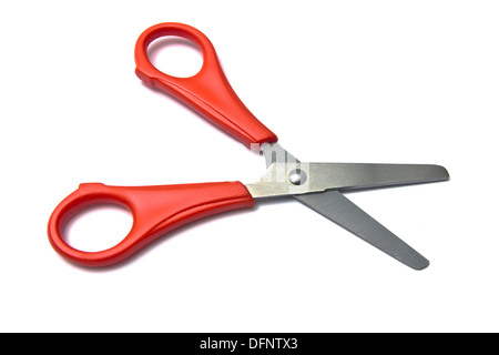 Ciseaux traitées rouge isolé sur fond blanc Banque D'Images