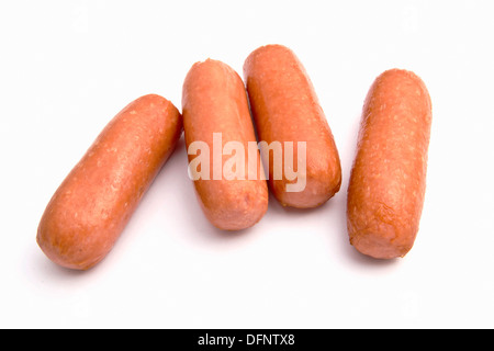 Mini saucissons isolé sur fond blanc Banque D'Images