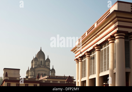 Façade d'un temple, Dakshineswar Kali Temple, Kolkata, West Bengal, India Banque D'Images