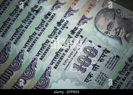 Close-up Indian Cent Rupee Note Banque D'Images