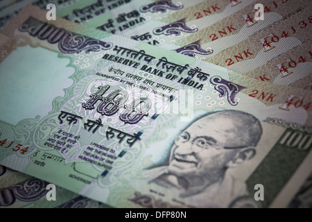 Close-up Indian Cent Rupee Note Banque D'Images