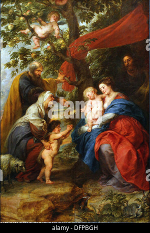 Peter Paul RUBENS - Sainte Famille sous un pommier - 1362 - Vienne Kunsthistoriches Museum - Banque D'Images