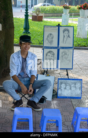 Artiste de rue au Lac Hoan Kiem de Hanoi, Vietnam Banque D'Images