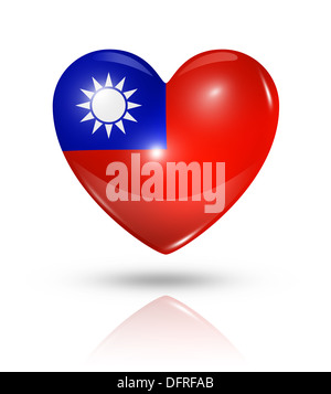 Taïwan amour symbole. Coeur 3D icône drapeau isolated on white with clipping path Banque D'Images