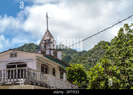 Église chrétienne congrégationaliste dans Contribute, Kosrae, la Micronésie. Banque D'Images