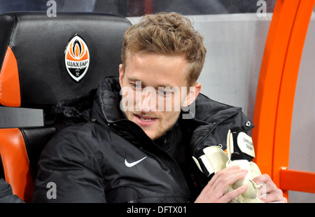 Anders Lindegaard pendant le match Shakhtar vs Manchester United Banque D'Images