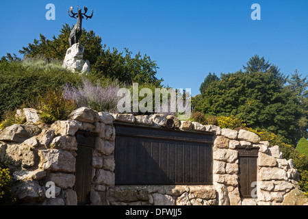 Le caribou du parc commémoratif de Terre-Neuve à Beaumont-Hamel, Canadien de la Première Guerre mondiale et un champ de bataille de la bataille de la Somme, France Banque D'Images