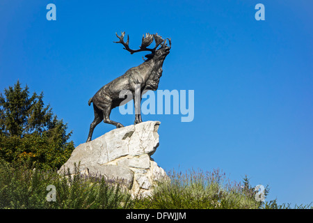 Le caribou du parc commémoratif de Terre-Neuve à Beaumont-Hamel, Canadien de la Première Guerre mondiale et un champ de bataille de la bataille de la Somme, France Banque D'Images