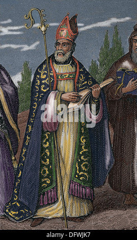 Saint Augustin d'Hippone (354-430). Était le père de l'Église. La gravure. Banque D'Images