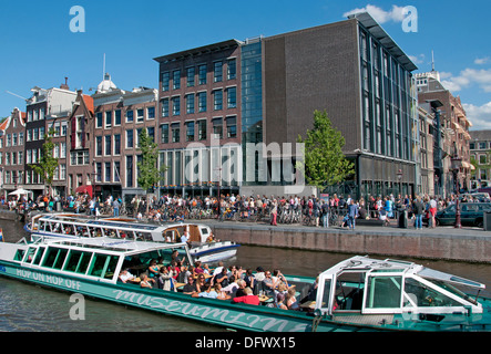 Musée d'Anne Frank ( vieille maison gauche ) Prinsengracht 263-265 Amsterdam Pays-Bas ( musée dédié à la Guerre Juive diariste ) Banque D'Images