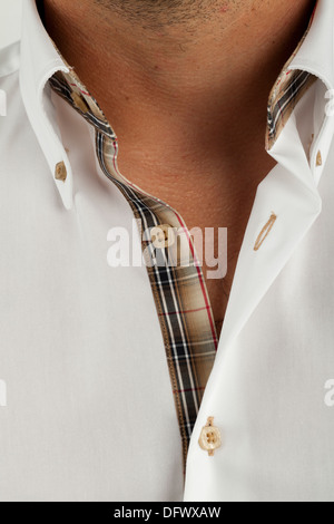 Closeup portrait of man in white collar shirt Banque D'Images