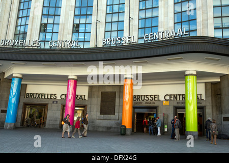 L'extérieur de la gare de Bruxelles. Banque D'Images