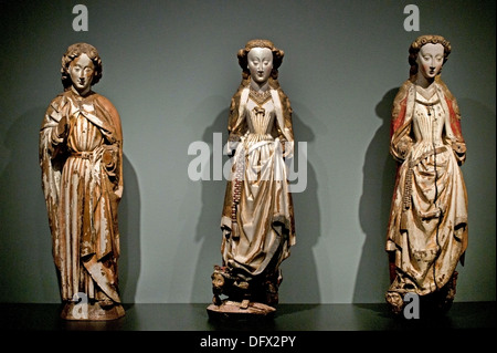 Saint Jean l'Evangéliste saint Barbara Sainte Catherine d'Alexandrie 1460-1480 Maître des statues d'Koudewater Pays-Bas Banque D'Images