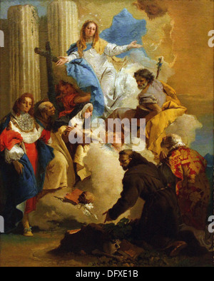 Giovanni Battista Tiepolo - La Vierge avec six saints - Musée des beaux-arts - Budapest, Hongrie. Banque D'Images