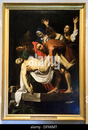 La déposition de la croix (La deposizione della Croce) par Michelangelo Merisi Caravage appelé Musées du Vatican - Rome, Italie Banque D'Images