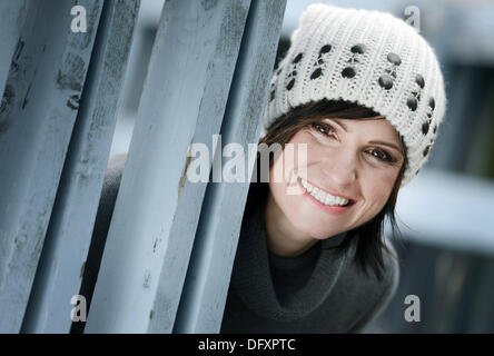 Photoshooting avec Biathlet allemande Andrea Henkel. Photo : Frank May Banque D'Images