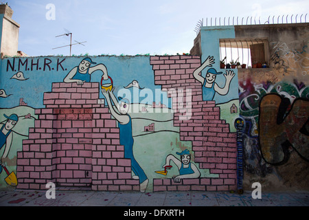 Graffiti in Villanova à Cagliari - Sardaigne Banque D'Images