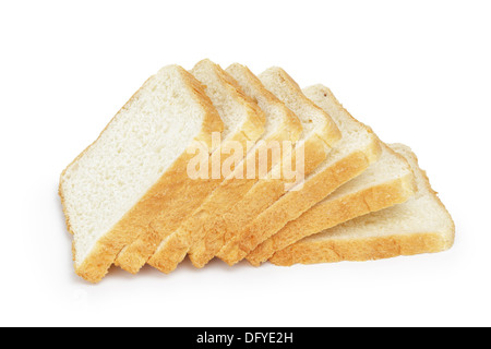 7 tranches de pain toast, isolated on white Banque D'Images