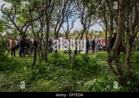 Les concerts d'été dans le parc, "des monstres et des hommes", Reykjavik, Islande Banque D'Images