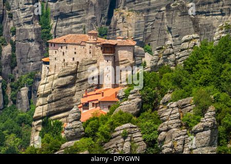 Le Saint Monastère de Rousanou (St. Barbara), les météores à Trikala Région de la Grèce Banque D'Images