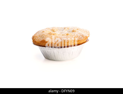 Un Noël doux mince pie sur un fond blanc. Banque D'Images